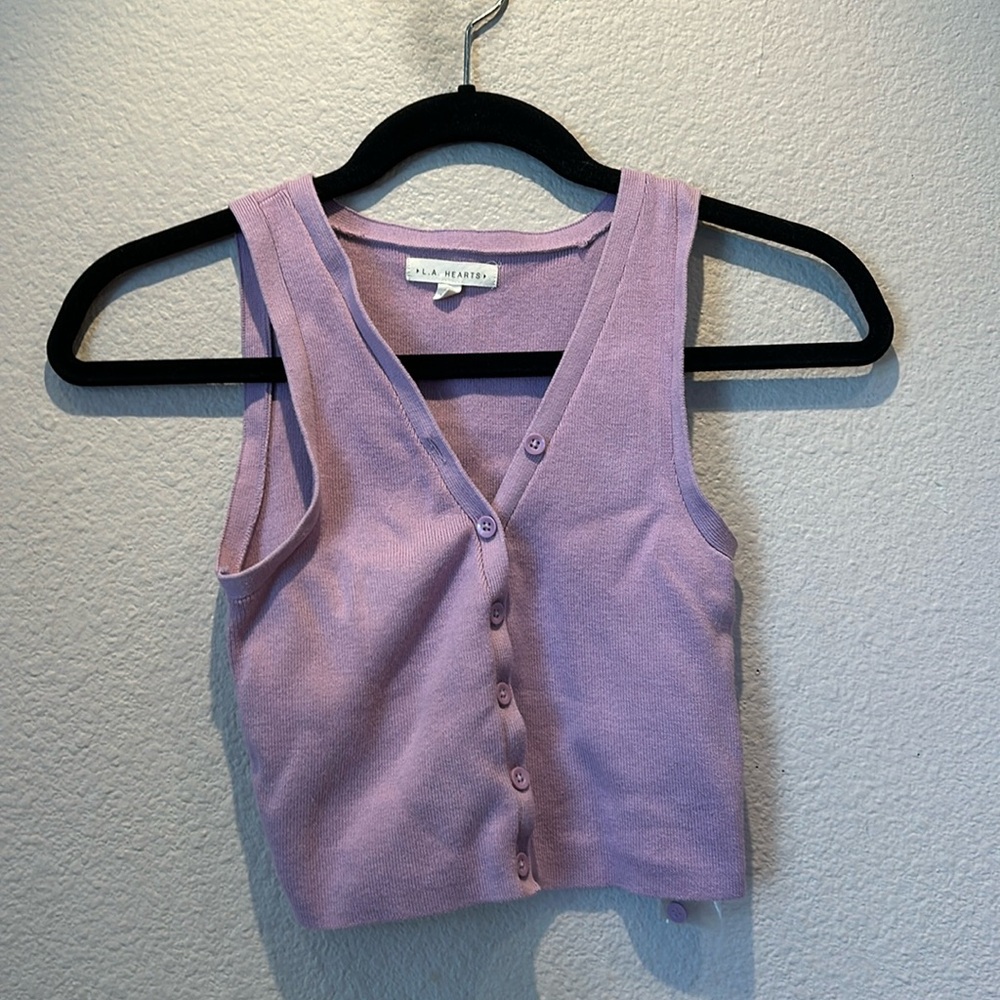 Pac Sun La hearts purple button tank top size xs